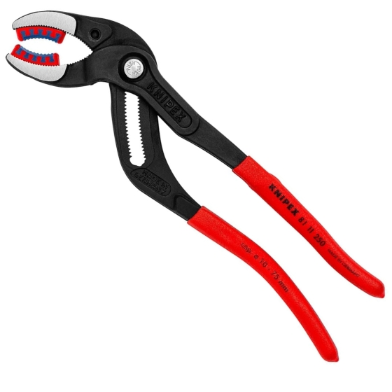 KNIPEX 81 11 250  ΓΚΑΖΟΤΑΝΑΛΙΑ ΣΙΦΩΝΙΩΝ ΜΕ ΚΟΥΜΠΙ 250mm (Φ10- 75mm) ΜΕ ΠΛΑΣΤΙΚΕΣ ΣΙΑΓΟΝΕΣ ΥΔΡΑΥΛΙΚΩΝ