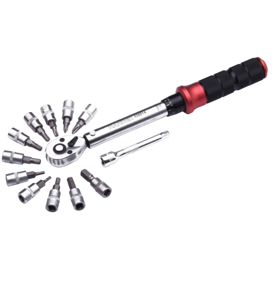 ΔΥΝΑΜΟΚΛΕΙΔΟ ΚΑΡΕ 1/4'' ΡΟΠΗΣ  3- 15Nm 250mm ΜΕ ΑΝΤΑΠΤΟΡΕΣ & ΚΑΡΥΔΑΚΙΑ (13τμχ.) ΣΕ ΚΑΣΕΤΙΝΑ  HARDEN 538014