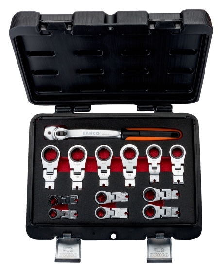 ΣΕΤ ΠΟΛΥΓΩΝΑ ΚΑΣΤΑΝΙΑΣ ΡΥΘΜΙΖΟΜΕΝΑ ΜΕ ΣΠΑΣΤΕΣ ΚΕΦΑΛΕΣ 180° 13τμχ. (8-9-10-11-12-13-14-15-16-17-19mm  BAHCO 42RM/S12