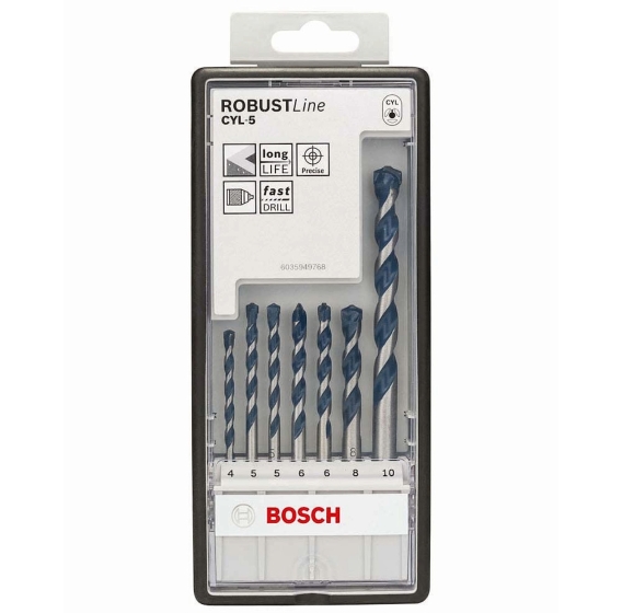 BOSCH 2608588167  ROBUST Line CYL-5  ΣΕΤ 7τμχ. ΚΑΡΒΙΔΙΟΥ ΔΙΑΜΑΝΤΟΤΡΥΠΑΝΑ ΔΟΜΙΚΩΝ ΥΛΙΚΩΝ (Φ4, 5, 5, 6, 6, 8, 10mm)
