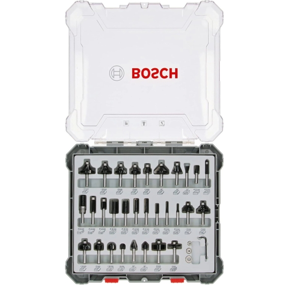BOSCH 2607017474  ΣΕΤ 30τμχ. ΦΡΕΖΕΣ / ΜΑΧΑΙΡΙΑ γιά ΡΟΥΤΕΡ ΜΕ ΣΤΕΛΕΧΟΣ ΥΠΟΔΟΧΗΣ Φ 6mm ΣΕ ΚΑΣΕΤΙΝΑ BOSCH 2 607 017 474