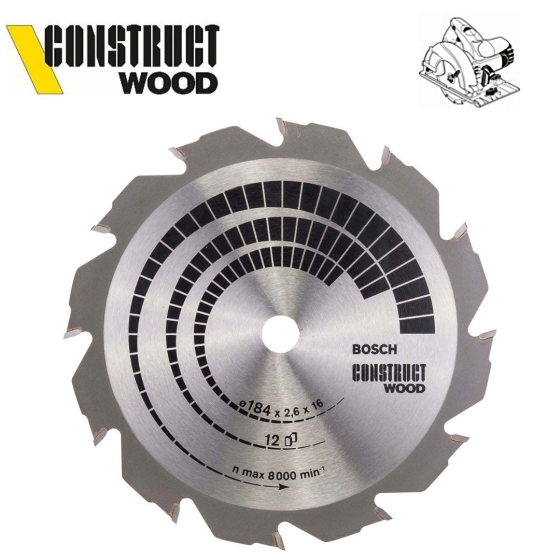 BOSCH 2608641200  ΠΡΙΟΝΟΔΙΣΚΟΣ ΚΟΠΗΣ ΕΝΙΣΧΥΜΕΝΟΥ ΞΥΛΟΥ ΓΙΑ ΔΙΣΚΟΠΡΙΟΝΟ ΧΕΙΡΟΣ Φ184x16mm 12Δ     CONSTRUCT WOOD