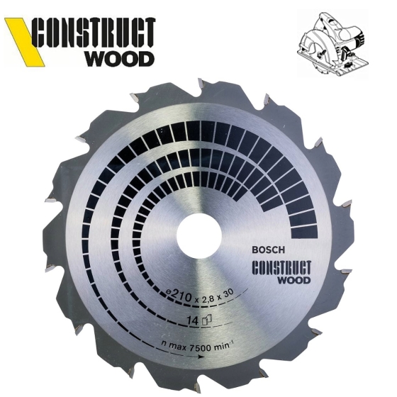 BOSCH 2608640634 Construct Wood  ΠΡΙΟΝΟΔΙΣΚΟΣ ΚΟΠΗΣ ΕΝΙΣΧΥΜΕΝΟΥ ΞΥΛΟΥ ΓΙΑ ΔΙΣΚΟΠΡΙΟΝΟ ΧΕΙΡΟΣ Φ210x30mm 14Δ(2,8mm ΠΛΑΤΟΣ ΚΟΠΗΣ)