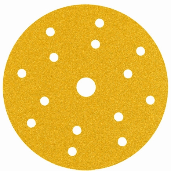 ΓΥΑΛΟΧΑΡΤΟ VELCRO ΧΡΥΣΟ ΜΕ 15 ΤΡΥΠΕΣ Φ150mm SMIRDEX 820