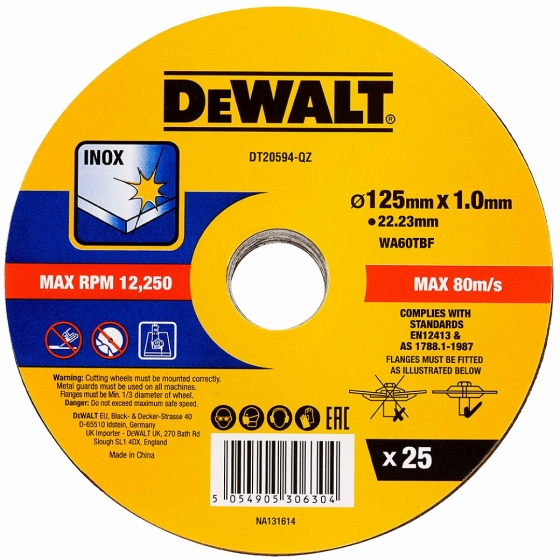 DEWALT  ΔΙΣΚΟΙ ΚΟΠΗΣ ΜΕΤΑΛΛΩΝ / inox 1,0mm