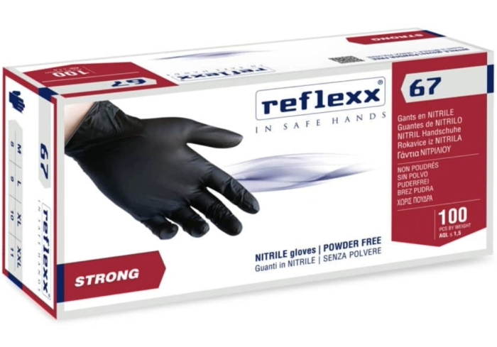 REFLEXX R67  100τμχ. ΓΑΝΤΙΑ ΝΙΤΡΙΛΙΟΥ ΜΙΑΣ ΧΡΗΣΗΣ ΜΑΥΡΑ