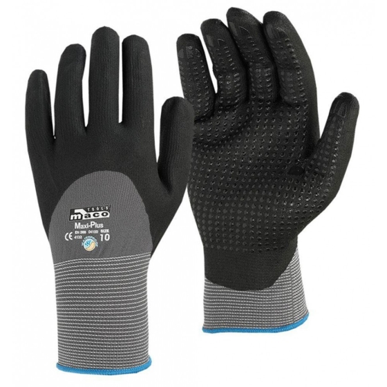 MACO MAXI PLUS 04100  ΓΑΝΤΙΑ ΕΡΓΑΣΙΑΣ ΝΙΤΡΙΛΙΟΥ ΜΕ ΑΝΤΙΟΛΙΣΘΙΤΙΚΗ ΠΑΛΑΜΗ MICRO FOAM ΑΔΙΑΒΡΟΧΑ