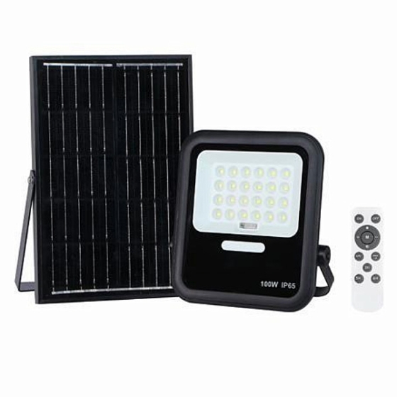 ΠΡΟΒΟΛΕΑΣ ΜΕ ΗΛΙΑΚΟ PANEL & ΤΗΛΕΧΕΙΡΙΣΤΗΡΙΟ 100W 800LM IP65 ΜΑΥΡΟΣ  EUROLAMP 147-69571