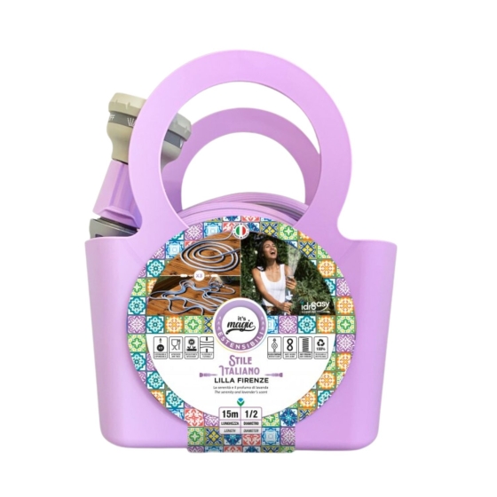 IDRO EASY LILLA FIRENZE  ΛΑΣΤΙΧΟ ΠΟΤΙΣΜΑΤΟΣ ΕΠΕΚΤΕΙΝΟΜΕΝΟ 1/2'' 15m COMPLE ΜΕ ΤΑΧΥΣΥΝΔΕΣΜΟ ΚΑΙ ΠΙΣΤΟΛΙ