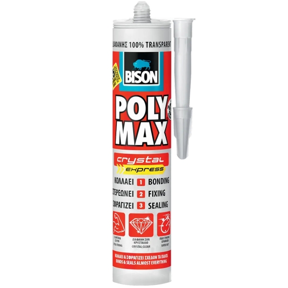 BISON POLYMAX CRYSTAL EXPRESS  ΣΦΡΑΓΙΣΤΙΚΗ ΚΟΛΛΑ ΥΠΕΡΔΙΑΦΑΝΗ 300g (280ml)