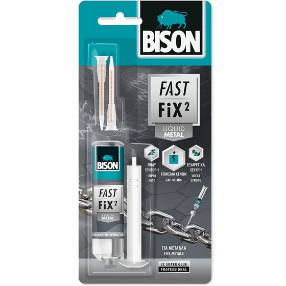 FAST FIX² LIQUID METAL 10gr ΥΠΕΡΤΑΧΕΙΑΣ ΚΟΛΛΑ ΜΕΤΑΛΛΩΝ 2 ΣΥΣΤΑΤΙΚΩΝ ΔΙΑΦΑΝΗ BISON 7000679