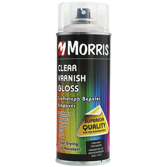 MORRIS CLEAR VARNISH ΣΠΡΕΥ ΒΕΡΝΙΚΙ ΔΙΑΦΑΝΟ ΓΥΑΛΙΣΤΕΡΟ ΕΥΡΩΠΗΣ 400ml 28530