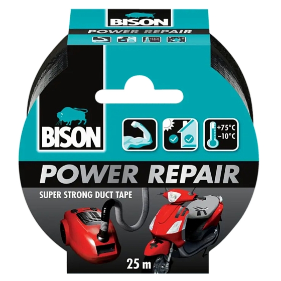 BISON POWER REPAIR  25m x 48mm  ΥΦΑΣΜΑΤΙΝΗ ΤΑΙΝΙΑ ΕΠΙΣΚΕΥΗΣ - ΕΝΙΣΧΥΣΗΣ - ΣΤΕΓΑΝΟΠΟΪΗΣΗΣ ΜΑΥΡΗ